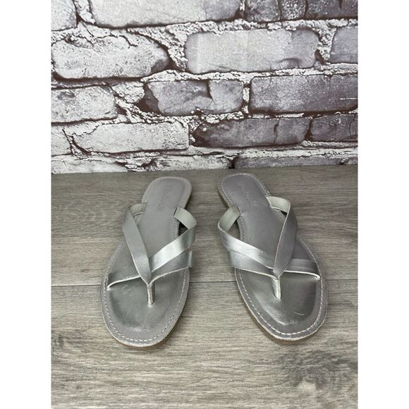 Madewell Boardwalk Silver Metallic Leather Thong Sandals Women’s Sz 6.5M US/37EU - Picture 11 of 16